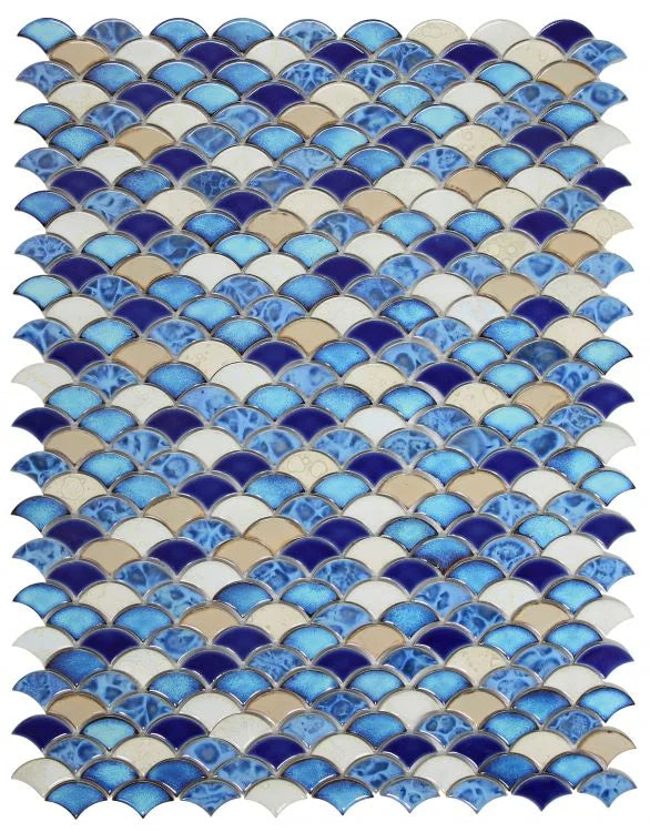 Dragon Scale Blue 2x2 Porcelain Mosaic