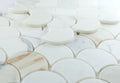 Dragon Scale Calacatta Gold 9.75x10 Honed Marble Mosaic