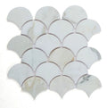 Dragon Scale Calacatta Gold 9.75x10 Honed Marble Mosaic