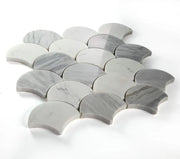 Dragon Scale Calacatta Grey 9.5x9.75 Marble Mosaic