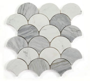 Dragon Scale Calacatta Grey 9.5x9.75 Marble Mosaic