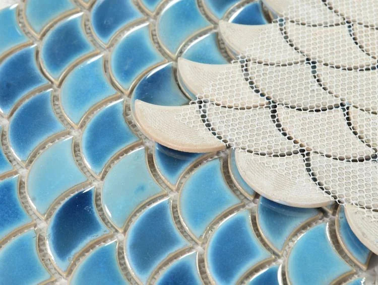 Dragon Scale Navy 9.75x12 Porcelain Mosaic