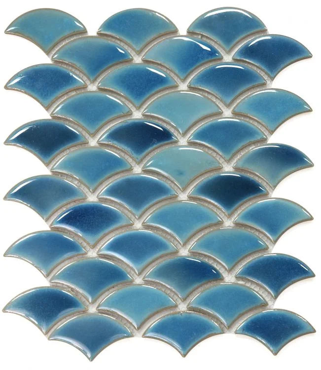 Dragon Scale Navy 9.75x12 Porcelain Mosaic