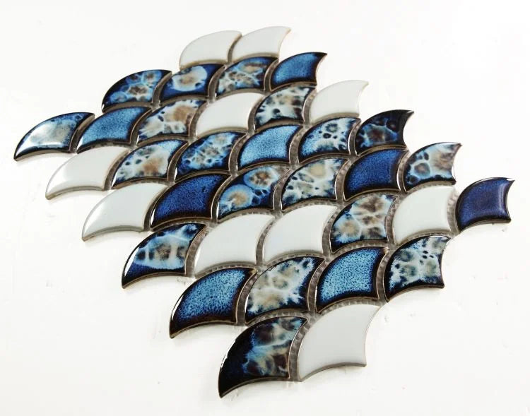 Dragon Scale Ocean 9.75x12 Porcelain Mosaic