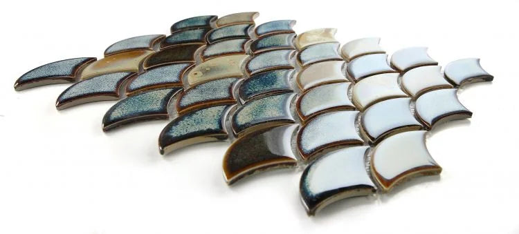 Dragon Scale Olive Scale Porcelain Mosaic