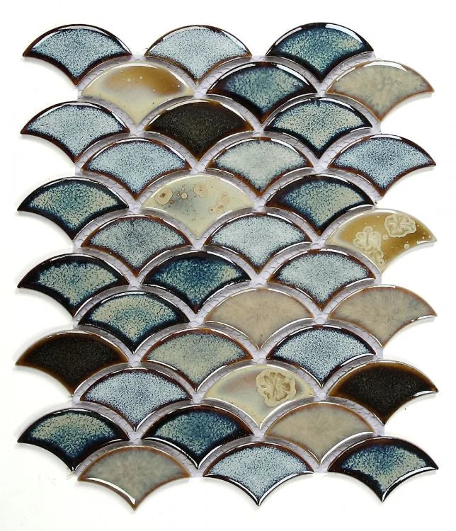 Dragon Scale Olive Scale Porcelain Mosaic