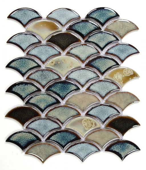 Dragon Scale Olive Scale Porcelain Mosaic