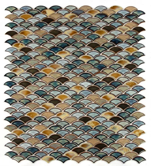 Dragon Scale Olive Scale Porcelain Mosaic