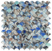 Dragon Scale Shell Blue Scale Glass Mosaic