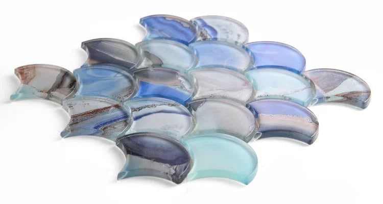 Dragon Scale Shell Blue Scale Glass Mosaic