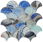 Dragon Scale Shell Blue Scale Glass Mosaic