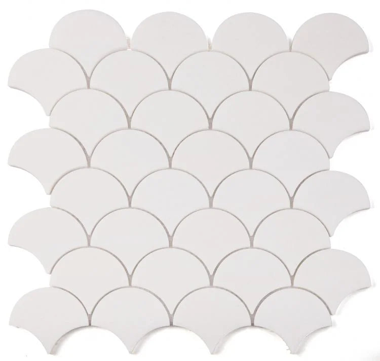 Dragon Scale Thassos Scale Marble Mosaic