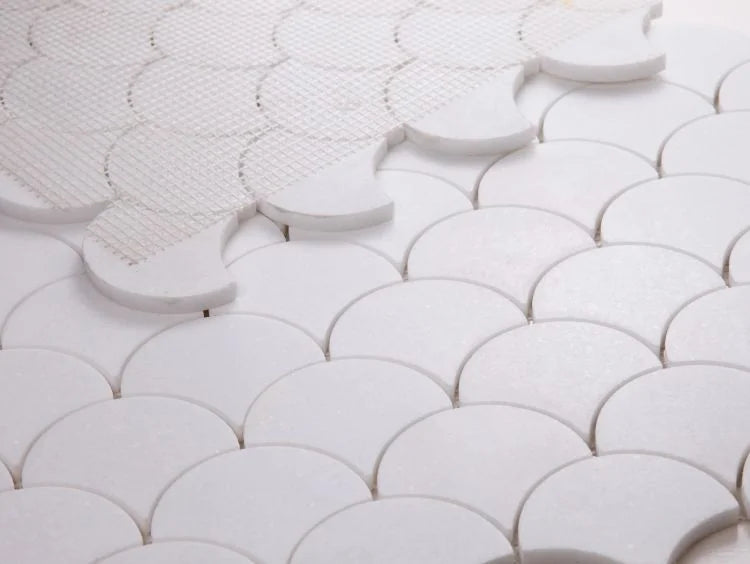 Dragon Scale Thassos Scale Marble Mosaic