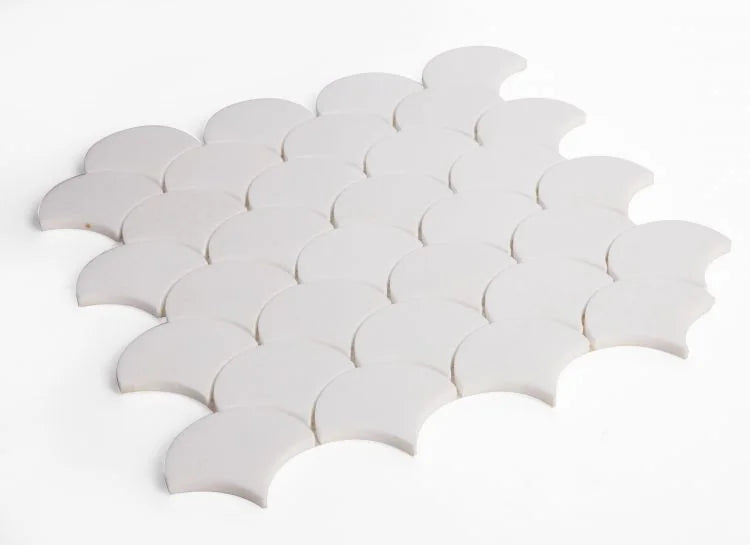 Dragon Scale Thassos Scale Marble Mosaic