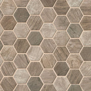 Driftwood Hexagon Pattern Matte 0.24 Inch Recycles Glass Mosaic Tile