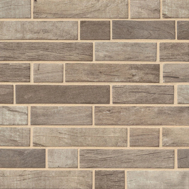 Driftwood Interlocking Pattern Matte 0.24 Inch Recycles Glass Mosaic Tile