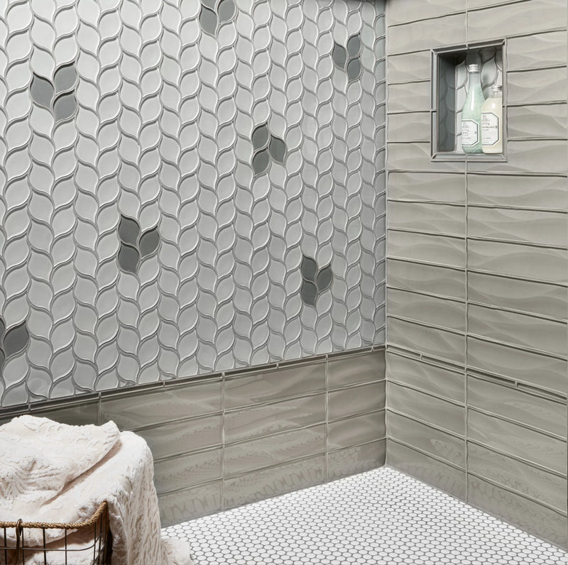 Dunes Denim Leaves Ceramic/Porcelain Mosaic