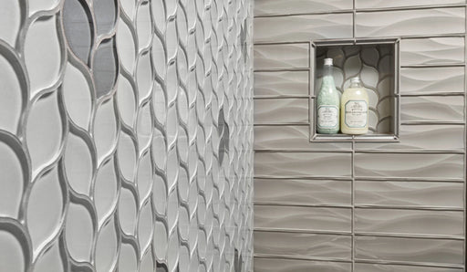 Dunes Denim Leaves Ceramic/Porcelain Mosaic