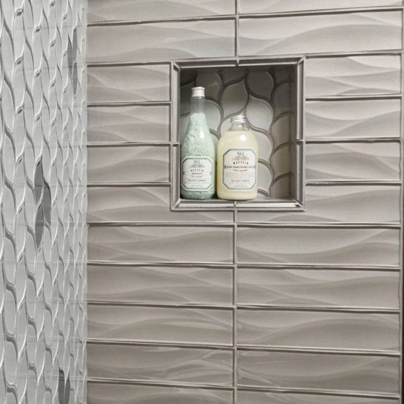 Dunes Glass Series Pewter 3x12 Wave Ceramic/Porcelain Wall Tile