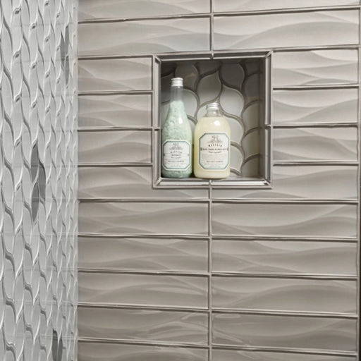 Dunes Glass Series Pewter 3x12 Wave Ceramic/Porcelain Wall Tile