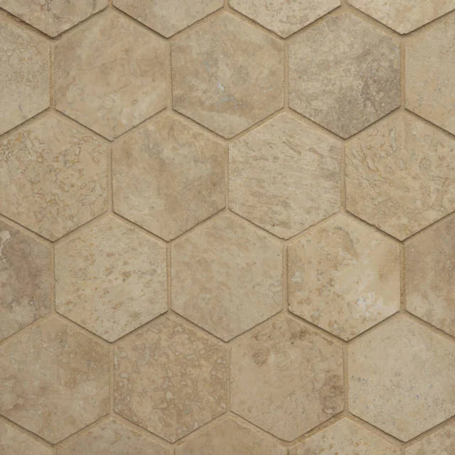 Durango 12x10.5 3" Hexagon Honed Straight Edge Marble Mosaic