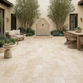 Durango 12x24 Pool Coping 5cm Eased Edge Travertine Paver — Courtyard paving