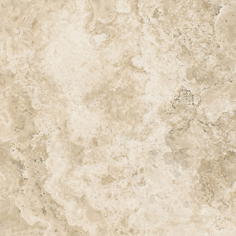 Durango filled and honed travertine tile close-up with warm beige and cream mineral patterns.