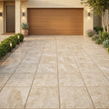 Durango 24x24 3cm Brushed & Lightly Chiseled Travertine Paver — Front Yard driveway