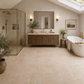 Durango Cream 12x12 Honed Travertine Tile — Bathroom floor