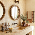 Durango / Paredon (Mexican) - Cross Cut Durango Travertine 1x1 Tumbled Travertine Mosaic — Bathroom shower wall