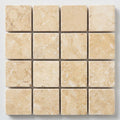 Durango / Paredon (Mexican) - Cross Cut Durango Travertine 1x1 Tumbled Travertine Mosaic close-up