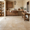 Durango / Paredon (Mexican) - Cross Cut Durango Travertine 12x12 Tumbled Travertine Tile — Basement floor