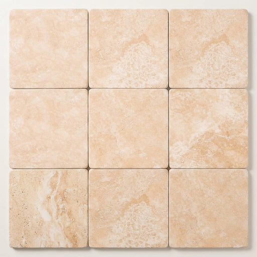 Durango / Paredon (Mexican) - Cross Cut Durango Travertine 12x12 Tumbled Travertine Tile close-up