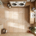 Durango / Paredon (Mexican) - Cross Cut Durango Travertine 12x12 Tumbled Travertine Tile — Laundry Room floor