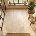 Durango / Paredon (Mexican) - Cross Cut Durango Travertine 12x12 Tumbled Travertine Tile — Sunroom floor