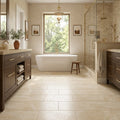 Durango / Paredon (Mexican) - Cross Cut Durango Travertine 12x24 Filled & Honed Travertine Tile — Primary Bath floor
