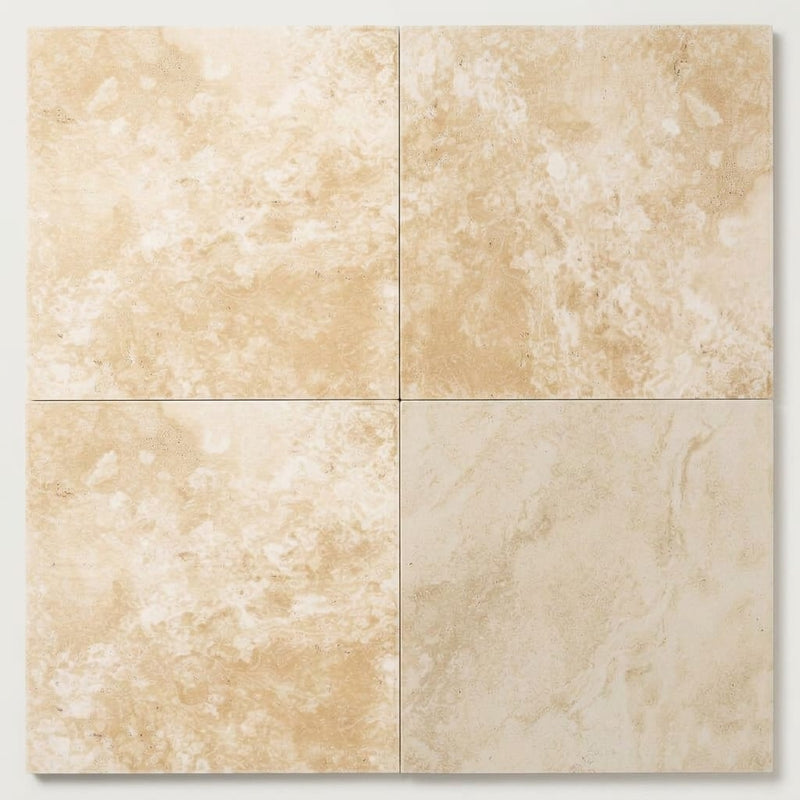 Durango / Paredon (Mexican) - Cross Cut Durango Travertine 16x16 Filled & Honed Travertine Tile close-up