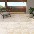 Durango / Paredon (Mexican) - Cross Cut Durango Travertine 16x16 Filled & Honed Travertine Tile — Covered Patio floor