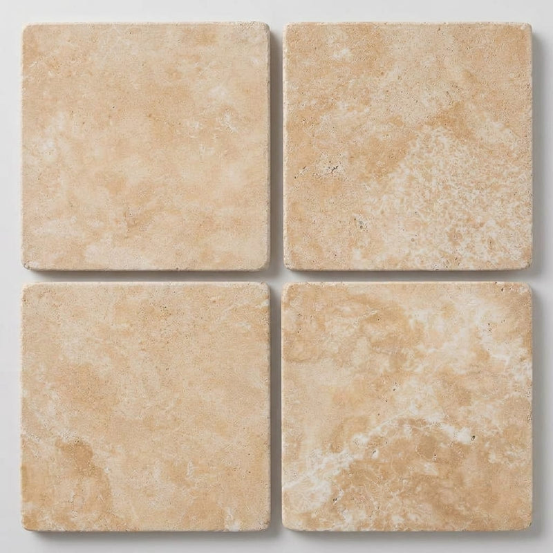 Durango / Paredon (Mexican) - Cross Cut Durango Travertine 16x16 Tumbled Travertine Tile close-up