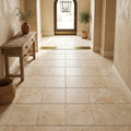 Durango / Paredon (Mexican) - Cross Cut Durango Travertine 16x16 Tumbled Travertine Tile — Hallway floor