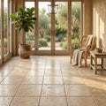 Durango / Paredon (Mexican) - Cross Cut Durango Travertine 16x16 Tumbled Travertine Tile — Sunroom floor