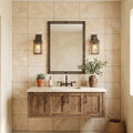Durango / Paredon (Mexican) - Cross Cut Durango Travertine 16x24 Tumbled Travertine Tile — Bathroom vanity wall