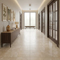 Durango / Paredon (Mexican) - Cross Cut Durango Travertine 18x18 Filled & Honed Travertine Tile — Hallway floor