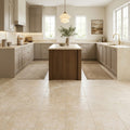 Durango / Paredon (Mexican) - Cross Cut Durango Travertine 18x18 Filled & Honed Travertine Tile — Kitchen floor