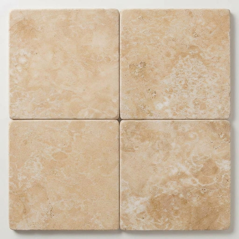 Durango / Paredon (Mexican) - Cross Cut Durango Travertine 18x18 Tumbled Travertine Tile close-up