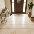 Durango / Paredon (Mexican) - Cross Cut Durango Travertine 18x18 Tumbled Travertine Tile — Foyer floor