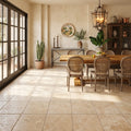 Durango / Paredon (Mexican) - Cross Cut Durango Travertine 18x18 Tumbled Travertine Tile — Living Room floor