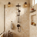 Durango / Paredon (Mexican) - Cross Cut Durango Travertine 2x2 Tumbled Travertine Mosaic — Bathroom shower wall
