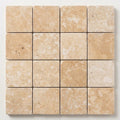 Durango / Paredon (Mexican) - Cross Cut Durango Travertine 2x2 Tumbled Travertine Mosaic close-up