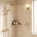 Durango / Paredon (Mexican) - Cross Cut Durango Travertine 3x6 Filled & Honed Travertine Tile — Bathroom shower wall